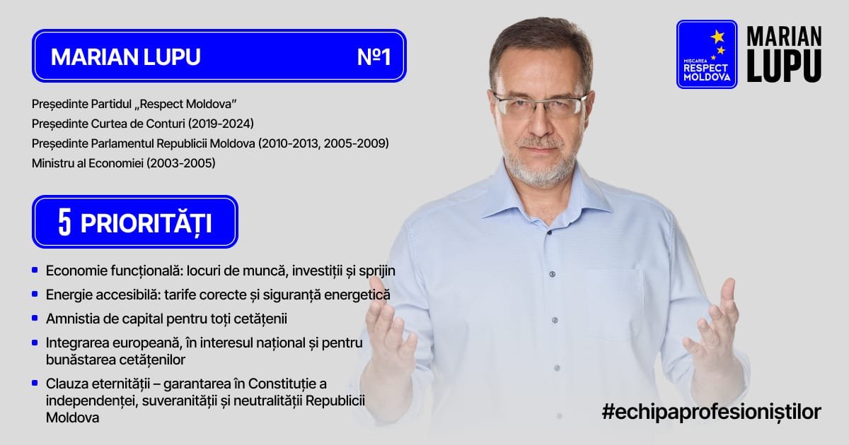 Partidul „Respect Moldova” participă la alegerile parlamentare din 28 septembrie cu o echipă de candidați profesioniști, care au demonstrat competență și rezultate