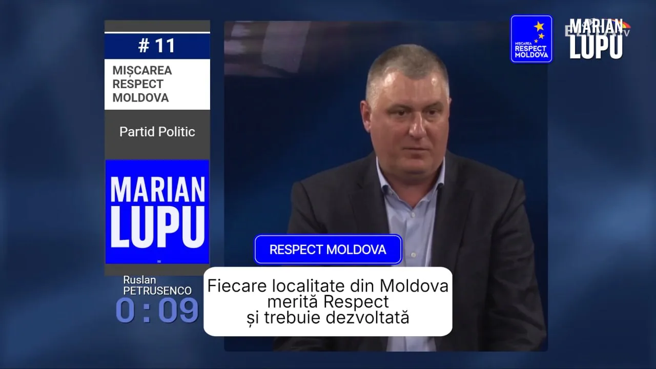 Dezvoltarea țării trebuie să fie una echilibrată, astfel încât nu doar capitala să beneficieze de investiții și oportunități, ci fiecare localitate. Declarația a fost făcută de Ruslan Petrusenco, președintele Organizației Teritoriale Chișinău a Partidului „Respect Moldova”, la o dezbatere electorală organizată de postul Elita Tv.

„Este adevărat că în capitală se construiesc fabrici și întreprinderi, iar rulajul de bani este mai mare. Dar la fel de important este ca și satele să beneficieze de susținere. Trebuie deschise afaceri, întreprinderi de prelucrare și trebuie sprijiniți fermierii, pentru ca veniturile să rămână în comunități și să contribuie la bugetele locale”, a menționat Petrusenco.

În context, Partidul „Respect Moldova” propune câteva soluții pentru dezvoltarea regională:

•  Investiții în infrastructură – drumuri moderne, utilități și servicii publice accesibile;
•  Sprijinirea fermierilor și industriei locale – prin facilități fiscale și acces la finanțare;
•  Crearea a noi locuri de muncă în sate – prin atragerea investițiilor în afaceri și unități de prelucrare;
•  Programe pentru tineri – inclusiv construcția de complexe sportive și centre culturale;
•  Dezvoltare echilibrată – politici care să asigure șanse egale pentru toate regiunile țării.

„Moldova trebuie să fie dezvoltată pe toate segmentele, nu doar în capitală. Fiecare sat, fiecare oraș are nevoie de investiții, de infrastructură modernă și de oportunități pentru oameni. Numai așa putem construi o țară prosperă și respectată. De aceea, vă îndemn să votați pentru Partidul „Respect Moldova” la alegerile parlamentare din 28 septembrie!”, a concluzionat Ruslan Petrusenco.