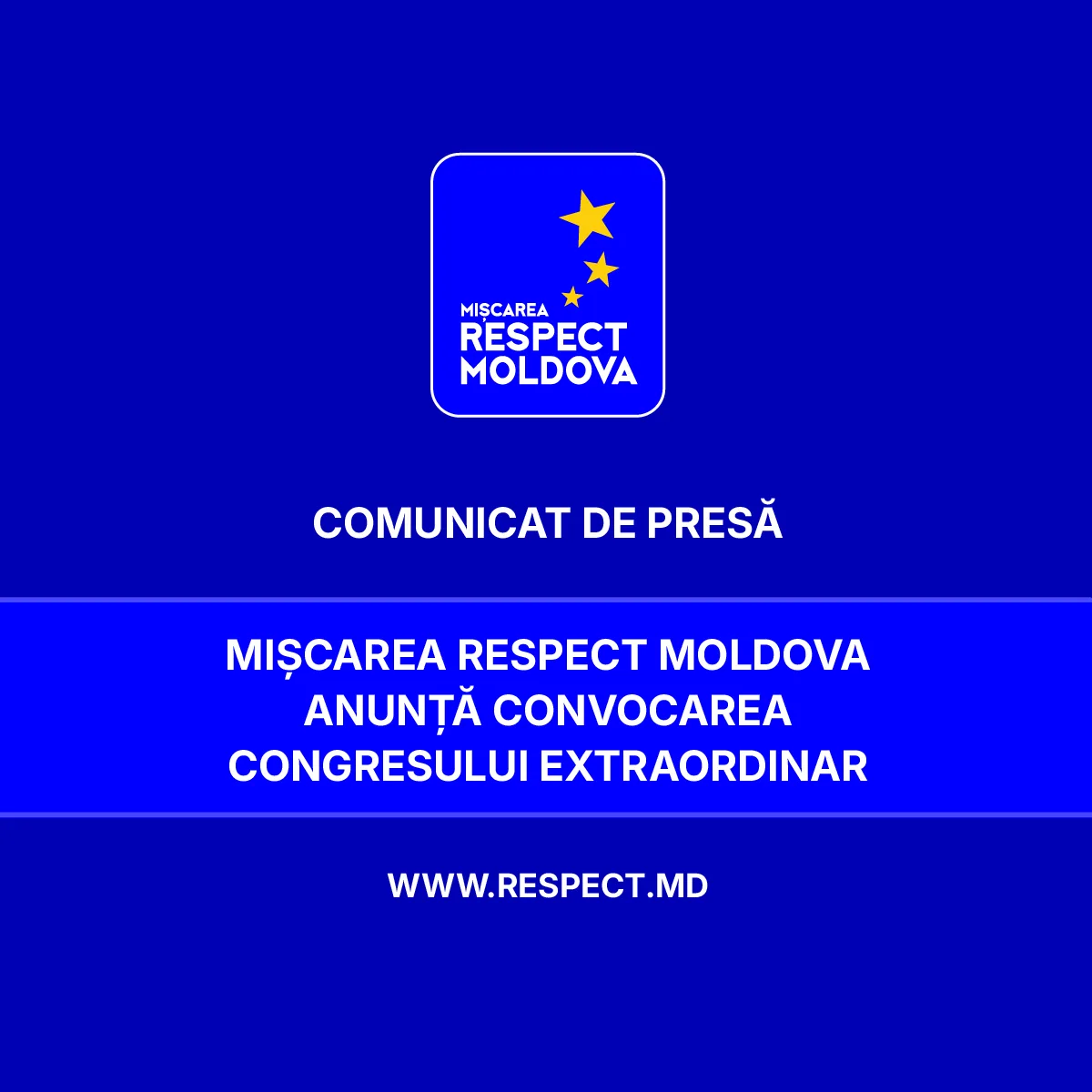 Mișcarea Respect Moldova anunță convocarea Congresului Extraordinar